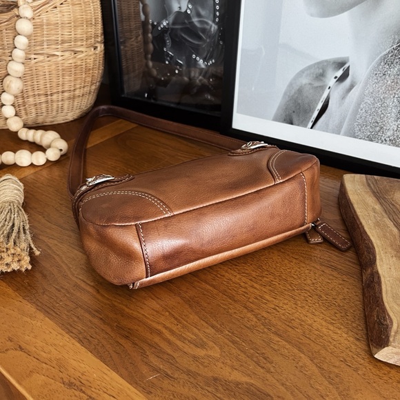 100% GENUINE LEATHER TAN SHOULDER BAG #0350 - Picture 4 of 15